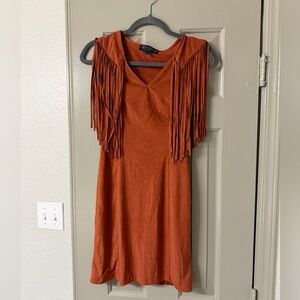 Idyllwind Rust Fringe Mini Dress